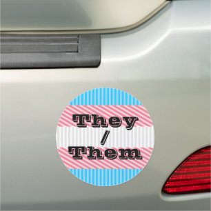 Customizable Pronoun Boho Stripe Transgender Pride Car Magnet