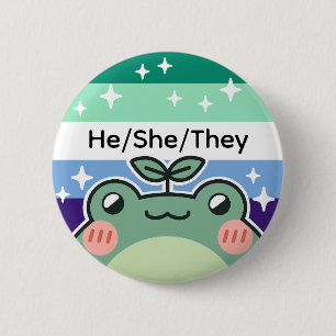 Customizable Pronoun Gay MLM Pride Flag Frog Button