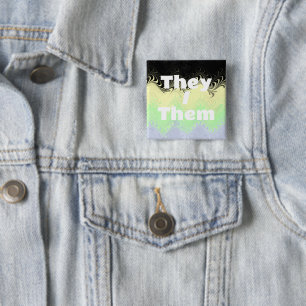 Customizable Pronoun Groovy Cassgender Pride Flag Button