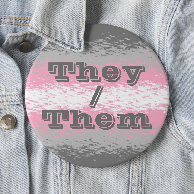 Customizable Pronoun Grungy Demigirl Pride Flag Button (In Situ)