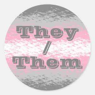 Customizable Pronoun Grungy Demigirl Pride Flag Classic Round Sticker