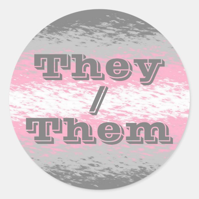 Customizable Pronoun Grungy Demigirl Pride Flag Classic Round Sticker (Front)
