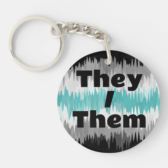 Customizable Pronoun Libramasculine Pride Flag Keychain (Front)