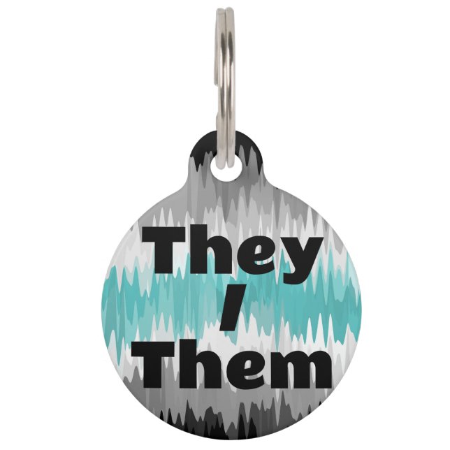 Customizable Pronoun Libramasculine Pride Flag Pet ID Tag (Front)