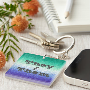 Customizable Pronoun MLM Men Loving Men Pride Flag Keychain