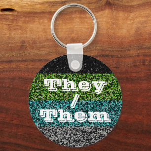 Customizable Pronoun Quoiromantic Pride Flag Keychain