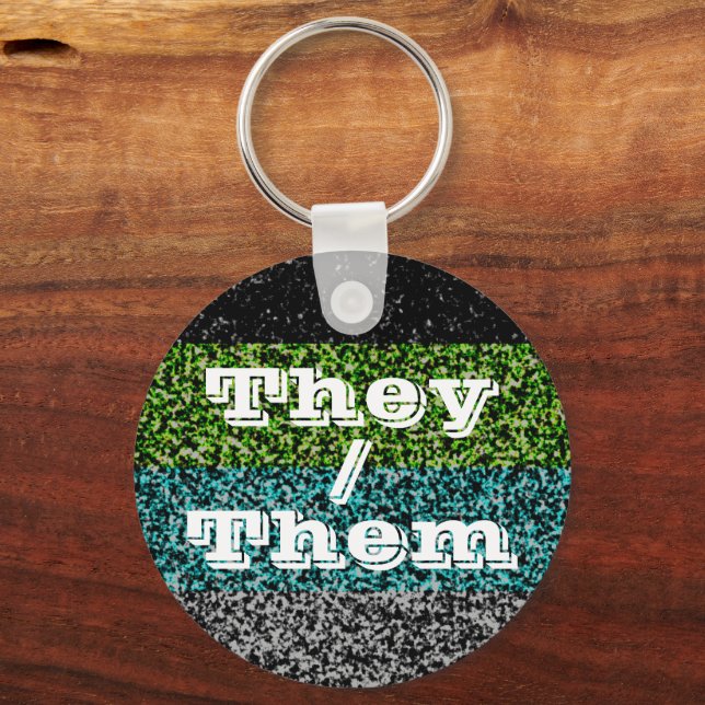Customizable Pronoun Quoiromantic Pride Flag Keychain (Front)