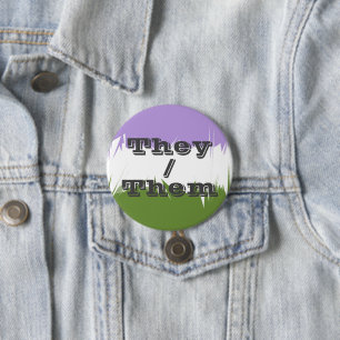 Customizable Pronoun Spiky Genderqueer Pride Flag Button