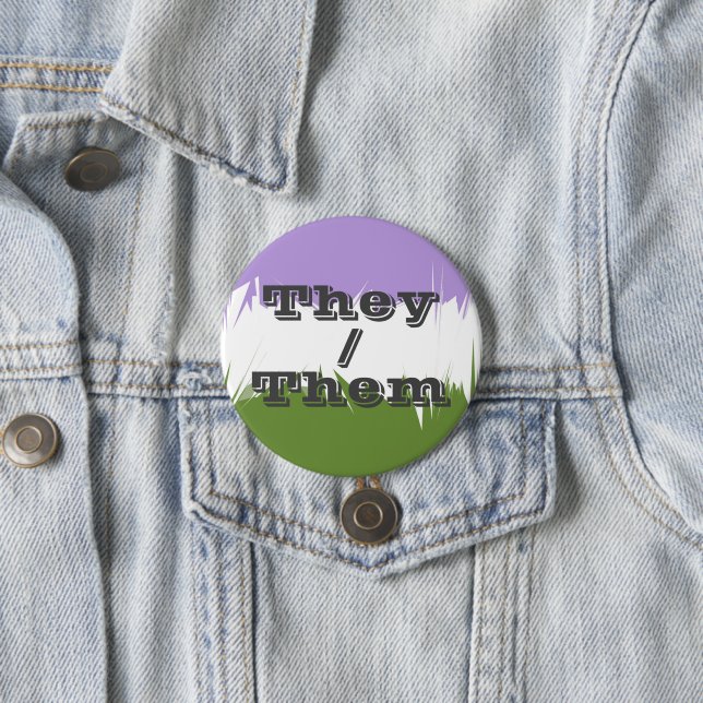 Customizable Pronoun Spiky Genderqueer Pride Flag  Button (In Situ)