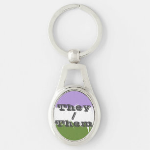 Customizable Pronoun Spiky Genderqueer Pride Flag Keychain