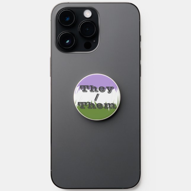 Customizable Pronoun Spiky Genderqueer Pride Flag  PopSocket (Front)