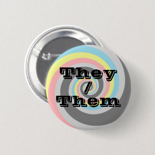 Customizable Pronoun Spiral Demiflux Pride Flag Button