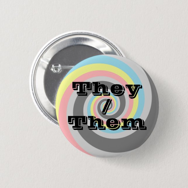 Customizable Pronoun Spiral Demiflux Pride Flag  Button (Front & Back)