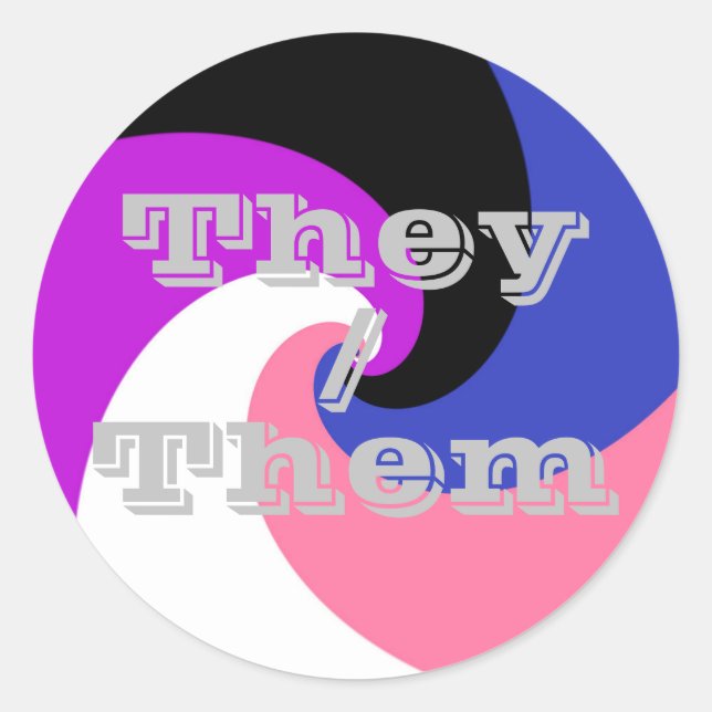 Customizable Pronoun Spiral Genderfluid Pride Flag Classic Round Sticker (Front)