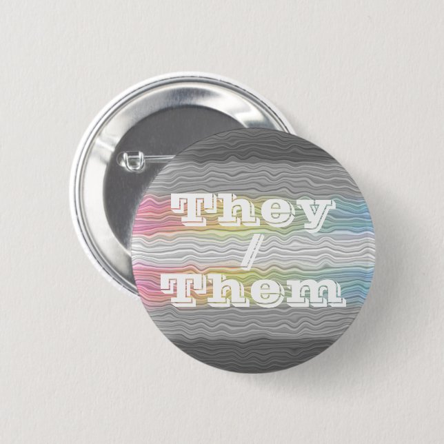 Customizable Pronoun Squiggly Demifluid Pride Flag Button (Front & Back)