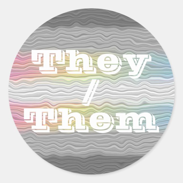 Customizable Pronoun Squiggly Demifluid Pride Flag Classic Round Sticker (Front)