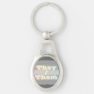 Customizable Pronoun Squiggly Demifluid Pride Flag Keychain