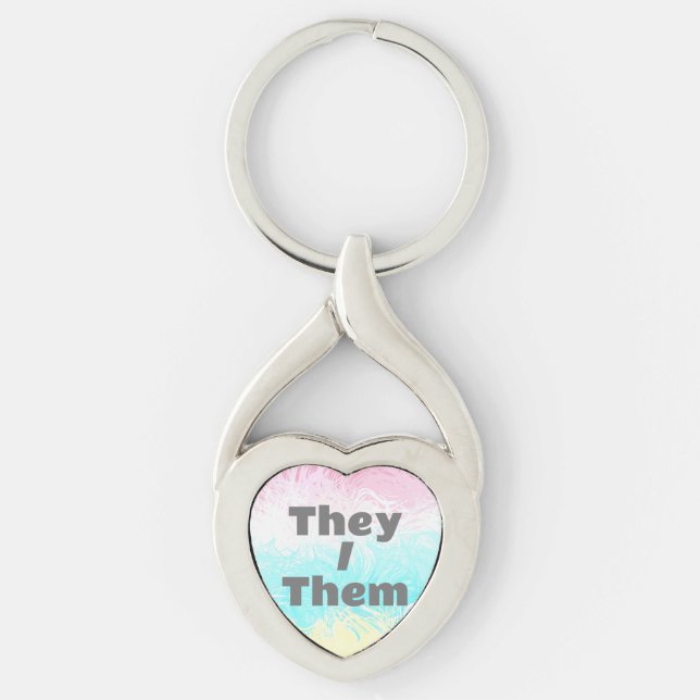Customizable Pronoun Swirly Genderflux Pride Flag Keychain (Front)