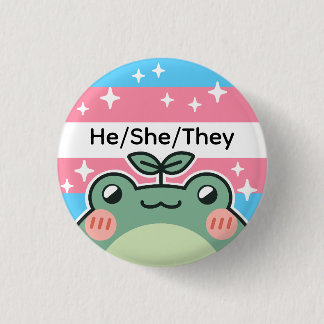 Customizable Pronoun Transgender Flag Frog Button