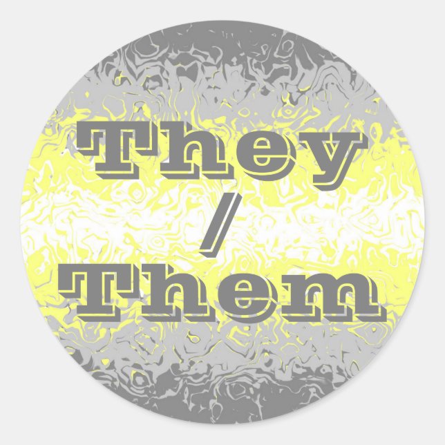 Customizable Pronoun Trippy Demigender Pride Flag Classic Round Sticker (Front)