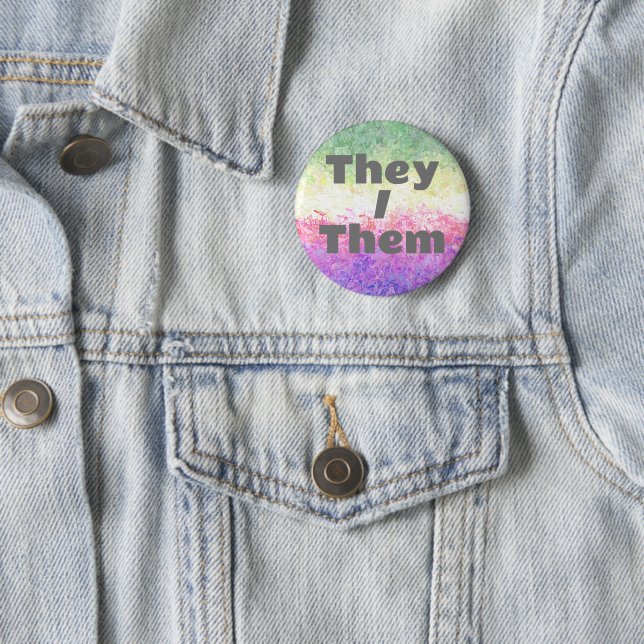 Customizable Pronoun Trippy Genderdoe Pride Flag Button (In Situ)