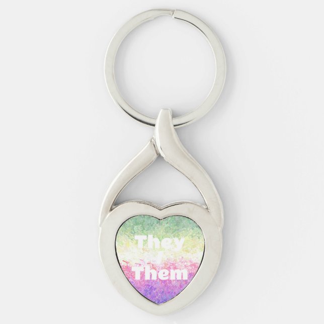 Customizable Pronoun Trippy Genderdoe Pride Flag Keychain (Front)