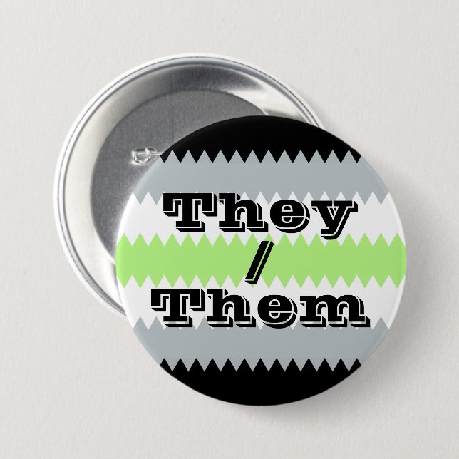 Customizable Pronoun ZigZag Agender Pride Flag  Button (Front & Back)