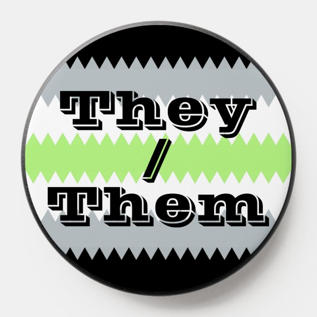 Customizable Pronoun ZigZag Agender Pride Flag  PopSocket (Popsocket)