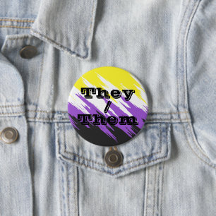 Customizable Pronoun Zigzag Nonbinary Pride Flag Button