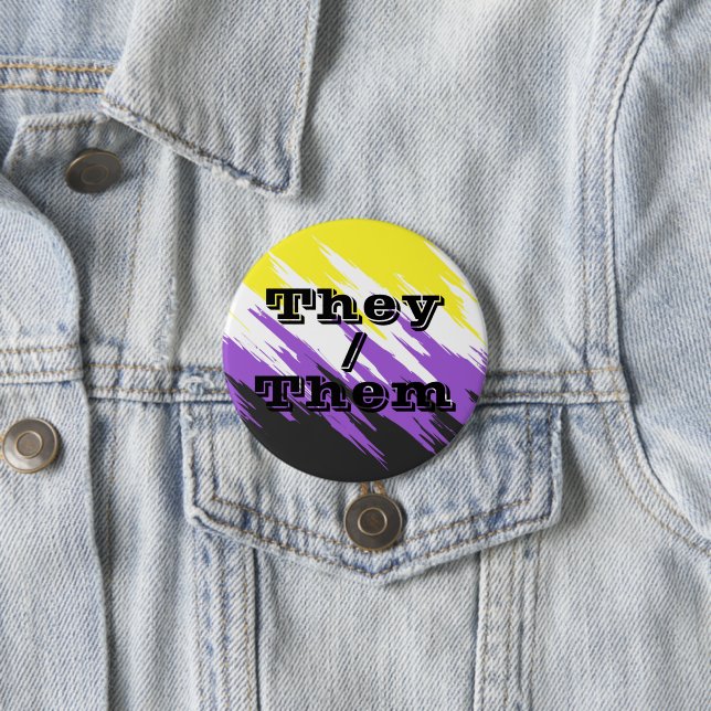 Customizable Pronoun Zigzag Nonbinary Pride Flag Button (In Situ)