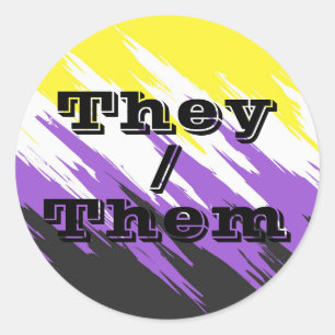 Customizable Pronoun Zigzag Nonbinary Pride Flag Classic Round Sticker