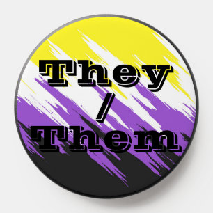 Customizable Pronoun Zigzag Nonbinary Pride Flag PopSocket