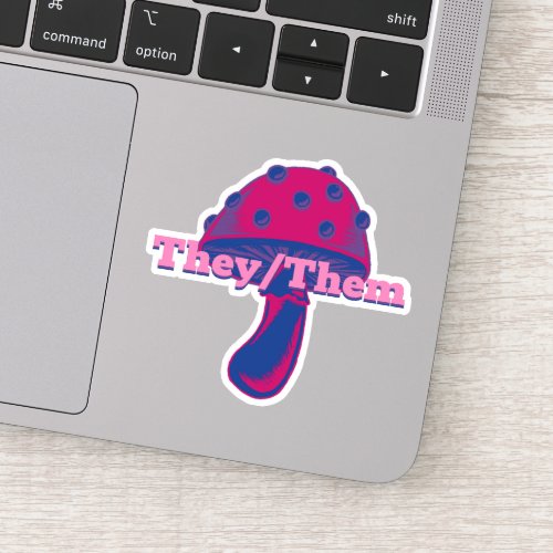 Customizable Pronouns Bisexual Pride Flag Mushroom Sticker