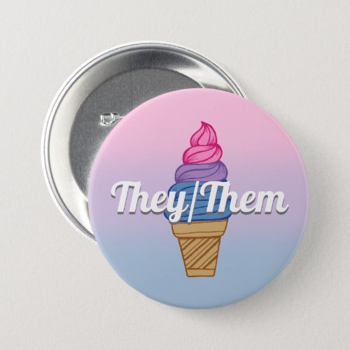 Customizable Pronouns _ Bisexual Pride Ice Cream   Button