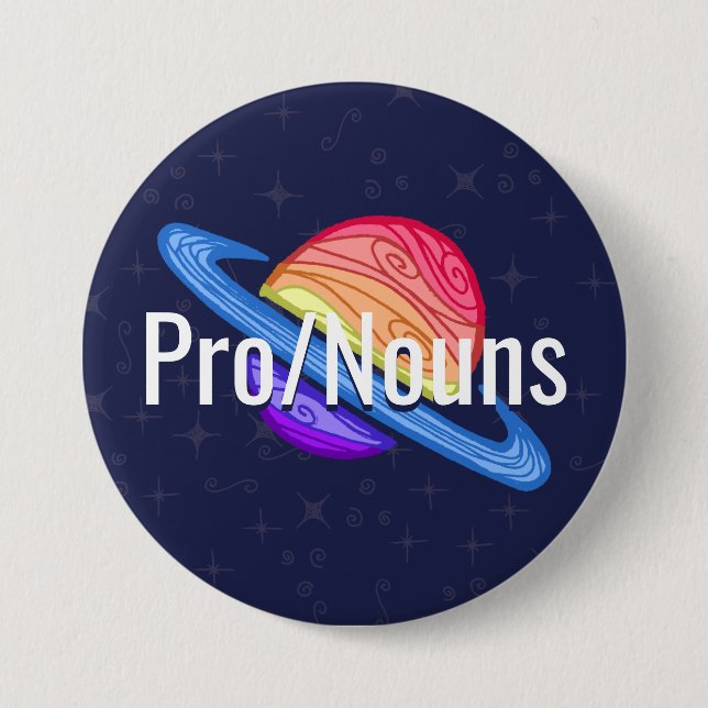 Customizable Pronouns LGBT Xenogender Flag Planet Button (Front)