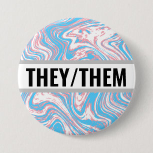 Customizable Pronouns-Marbled Transgender Flag Button