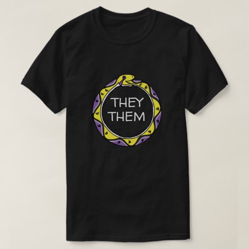 Customizable Pronouns Nonbinary Ouroboros Snake T_Shirt