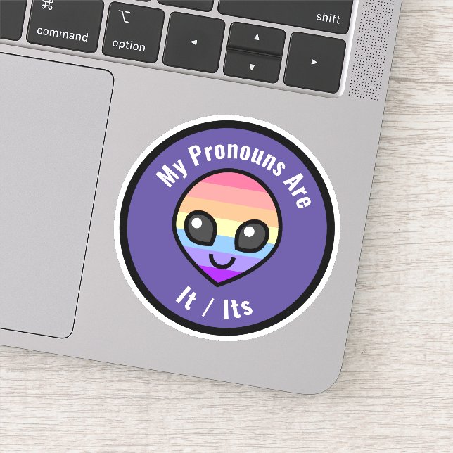 Customizable Pronouns - Xenogender Alien Sticker (Detail)