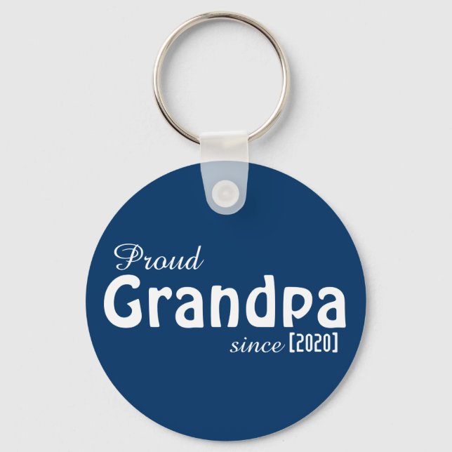 Customizable Proud Grandpa since keychain! Ceramic Keychain (Front)