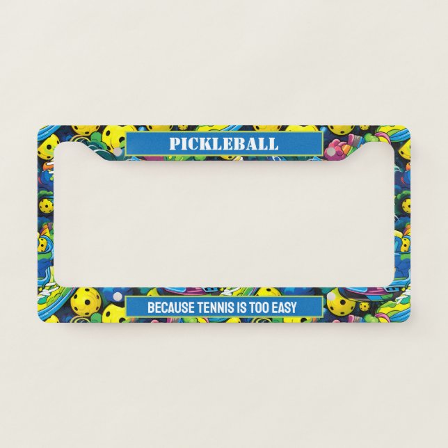 Customizable Psychedelic pickleballs License Plate Frame (Front)