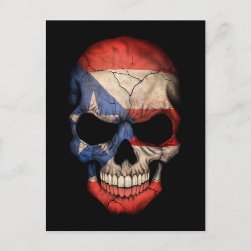 Customizable Puerto Rican Flag Skull Postcard