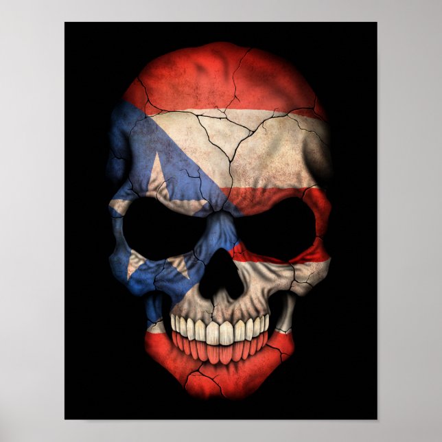 Customizable Puerto Rican Flag Skull Poster (Front)