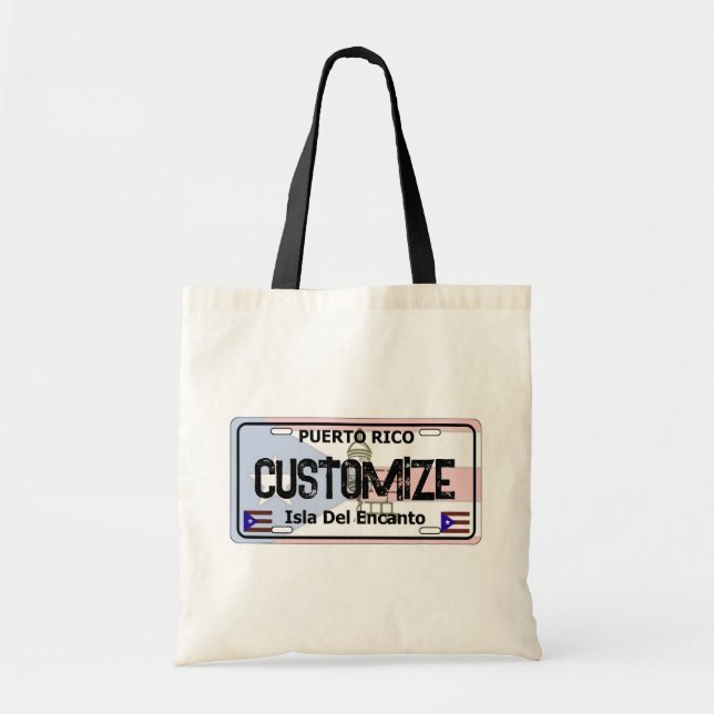 Customizable Puerto Rico license plate tote bag (Front)