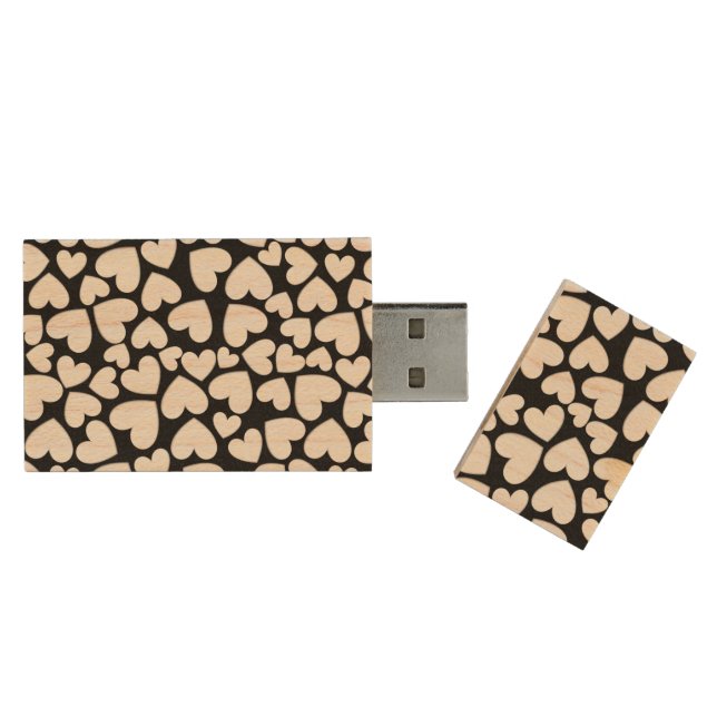 Customizable Puffy Hearts Wood USB Flash Drive (Opened)