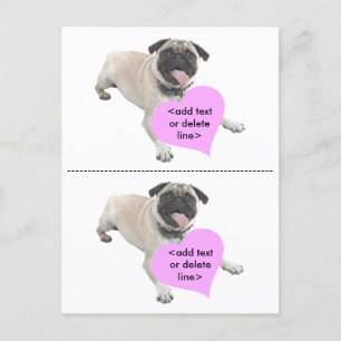 Customizable Pug Valentine Day Holiday Postcard