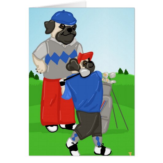 Customizable Pugs Golfing Tees and Gifts Cards (Front)