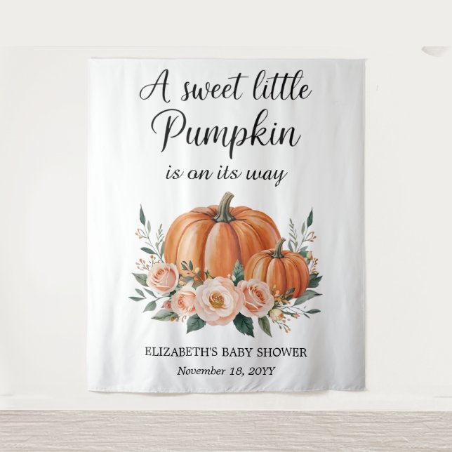 Customizable Pumpkin Baby Shower Backdrop (Front)