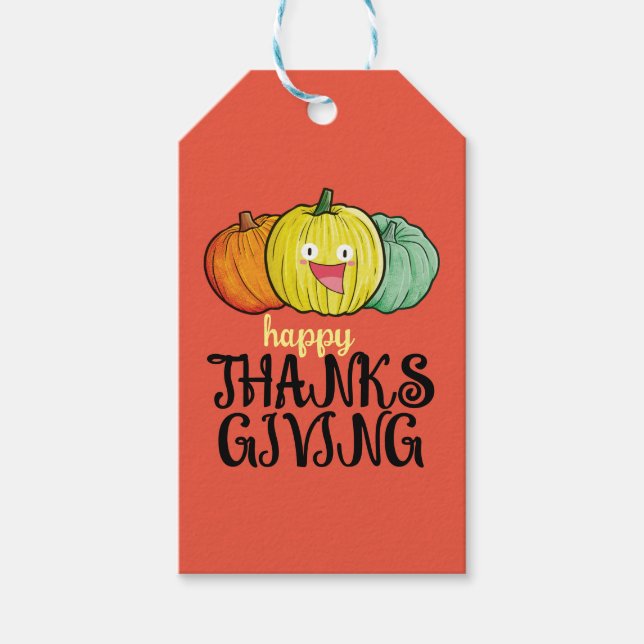 Customizable Pumpkin Thanksgiving Gift Tags (Front)