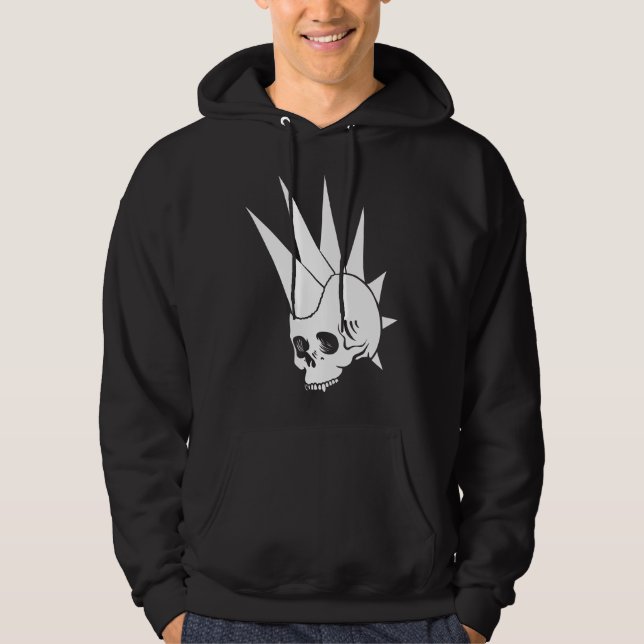 Customizable Punk Jawless Skull Version 2 Hoodie (Front)