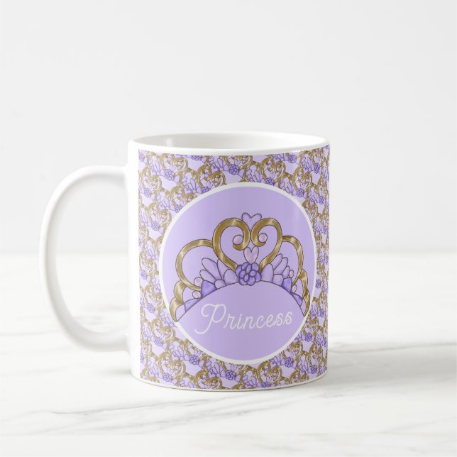Customizable Purple and Gold Tiara Mug (Left)